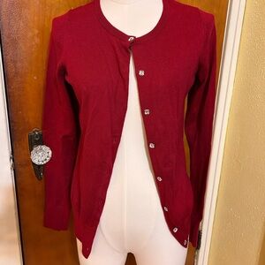 LOFT Burgundy Knit Top XS